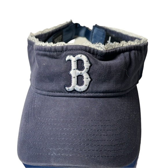 Retro Boston Red Sox Navy Touch Strapback Women’s Cotton Baseball MLB Visor Hat - Picture 1 of 8
